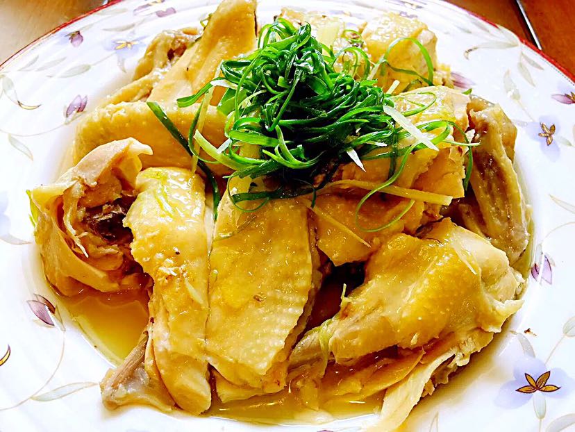 姜葱鸡十青菜十饭