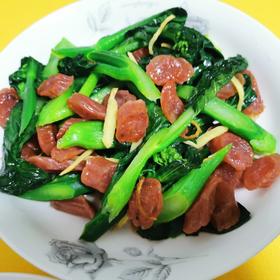 肉片炒芥兰